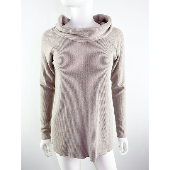 Chaser Brand Tan Rib Knit Cowl Neck Sweater